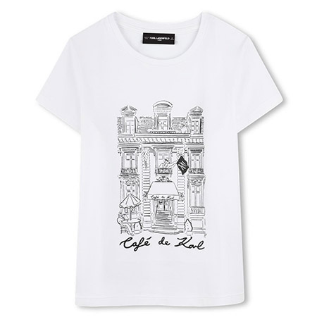 KARL LAGERFELD T-shirt dziecięcy dla dziewczynki z logo, biały