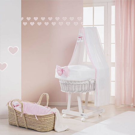 PICCI NeNe Palm basket with mattress and teddy bear light grey