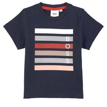 BOSS Kids T-shirt dziecięcy dla chłopca z krótkim rękawem granatowy