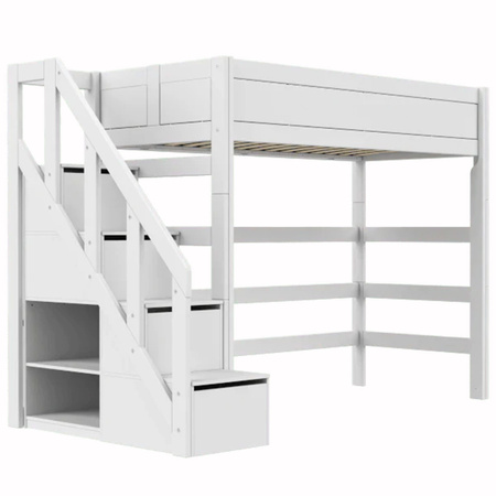 LIFETIME Kidsrooms Łóżko High Sleeper 177 cm ze schodami 90x200 cm , whitewash