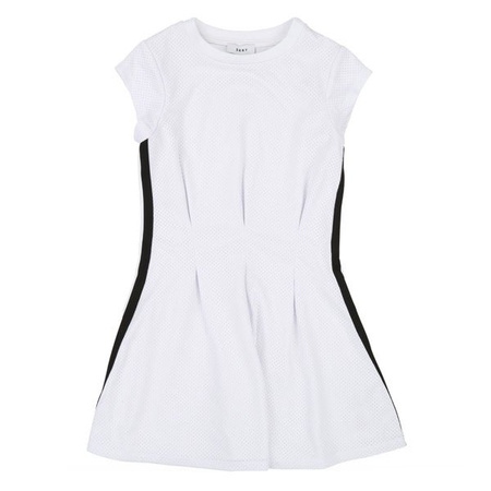 DKNY Sukienka z krótkim rękawem biała MINI MI
