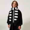 TWINSET Girls black and white striped scarf with brooch