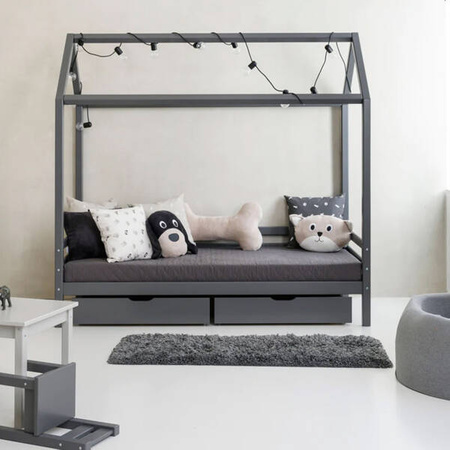  HOPPEKIDS  ECO Dream Łóżko dziecięce domek 90x200 cm bez schodków szare