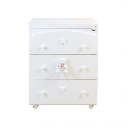 PICCI Nene Dresser changing table white with teddy bear with pink ribbon