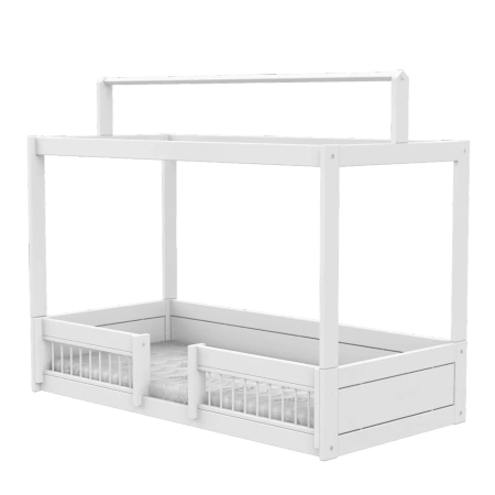 LIFETIME Kidsrooms Łóżko dziecięce Montessori 90x200 cm z konstrukcją dachową i barierkami ochronnymi