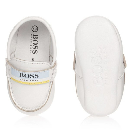 BOSS Kids Mokasyny niemowlęce dla chłopca pre-walker białe 