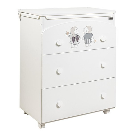 PICCI Lollipop Komoda dziecięca z 3 szufladami i wanienką biała