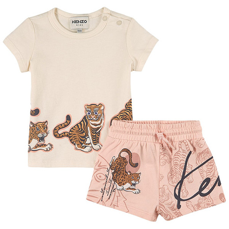 KENZO Kids Komplet dziecięcy dla dziewczynki - t-shirt oraz spodenki z nadrukiem 