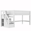 LIFETIME Kidsrooms Łóżko 90x200 cm niskie ze schodami 128 cm, białe