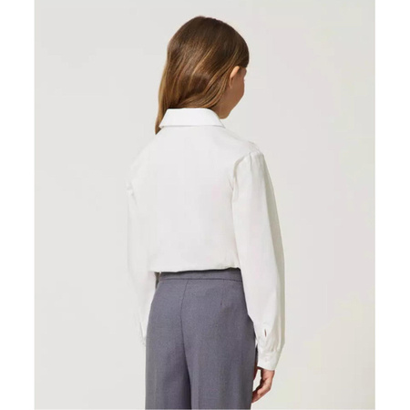 TWINSET Girls white poplin shirt with flounces