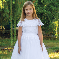 SARAH LOUISE Girls satin ceremonial dress in white