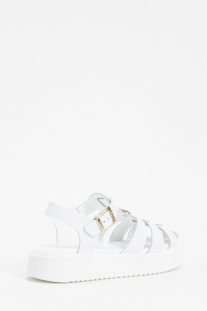 TWINSET Kids leather sandals with Oval T, white