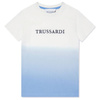 TRUSSARDI T-shirt dziecięcy dla chłopca z krótkim rękawem biało-błękitny
