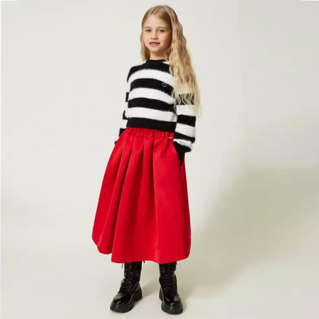 TWINSET Sweter dziewczęcy w biało-czarne pasy