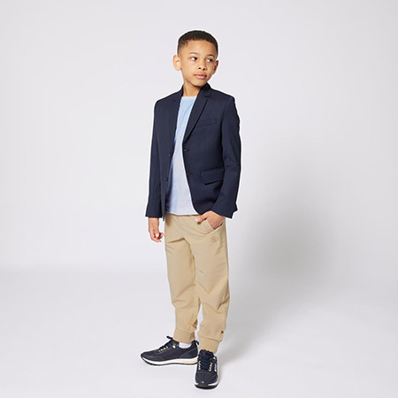 BOSS Kids Тканинні штани для хлопчика пісок