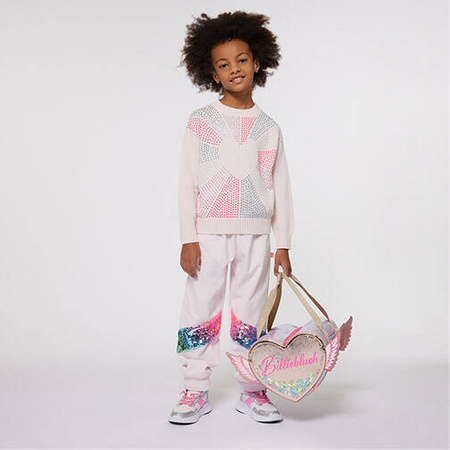 BILLIEBLUSH Pink girls' sweater with diamond appliqué