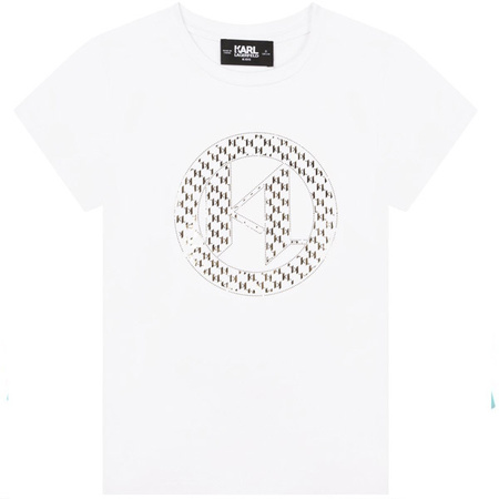 KARL LAGERFELD KIDS T-shirt dziewczęcy z krótkim rękawem biały z logo