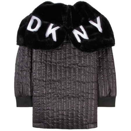 DKNY Girls black hooded coat
