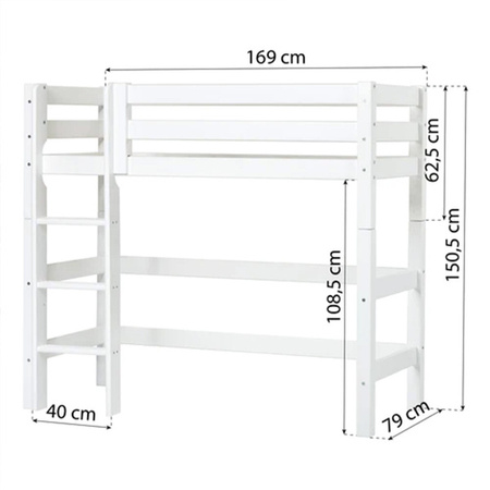 Hoppekids ECO Luxury high sleeper bed with straight ladder 70x160 cm