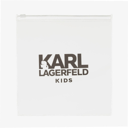 KARL LAGERFELD Світло-рожевий купальник для дівчинки з принтом і захистом від ультрафіолету