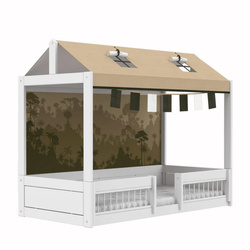 LIFETIME Kidsrooms Kid's Montessori Bed 90x200 with roof frame and safety rails