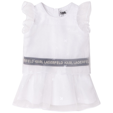 KARL LAGERFELD Kids Baby Girls White Elegant Organza Dress