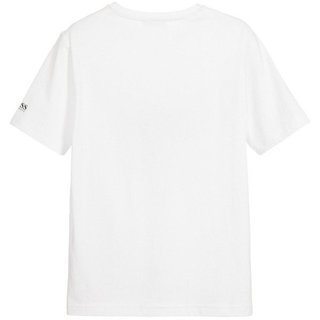BOSS Kids T-shirt chłopięcy z krótkim rękawem biały z nadrukiem 