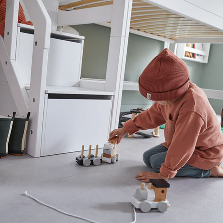 LIFETIME Kidsrooms Łóżko na niskiej antresoli ze schodami 120x200 cm, białe