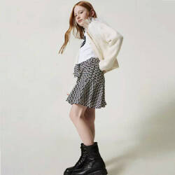 TWINSET Girls short skirt with oval T-charm, print