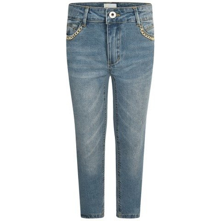 RELISH Dżinsy dziewczęce niebieskie ozdobione łańcuszkiem