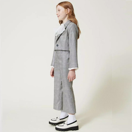 TWINSET Girls straight black trousers with oval T logo
