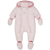 BOSS Kids Kombinezon niemowlęcy z kapturem zimowy różowy z bucikami i rękawiczkami