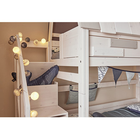 LIFETIME Kidsrooms Низьке двоярусне ліжко зі сходами 90x200 см, whitewash