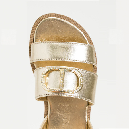 TWINSET Sandały dziecięce dla dziewczynki skórzane złote
