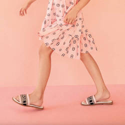 TWINSET Girls sandals pastel pink with black logo application