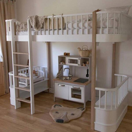  OLIVER FURNITURE Ліжко Wood Original Loft Mezzanine 90x200 см, білий/дубовий колір