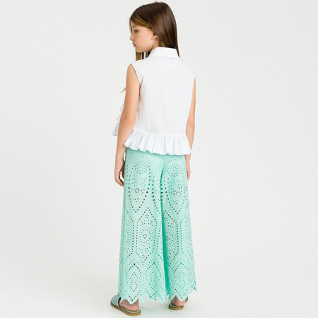 TWINSET Elegancka bluzka dziewczęca bez rękawów z falbankami