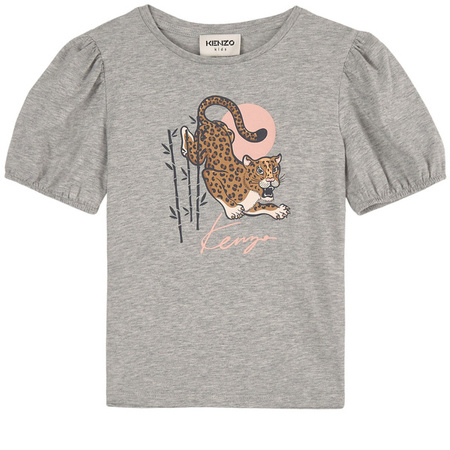 KENZO Kids T-shirt dziewczęcy z krótkim rękawem z nadrukiem tygrysa