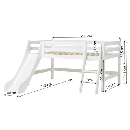 Hoppekids ECO Luxury Low bunk bed with slide and vertical ladder 90x200