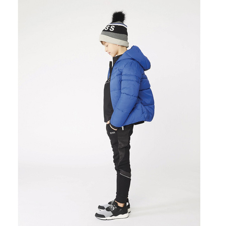 BOSS KIDS Boys Navy Logo Puffer Jacket with Water-Repellent
