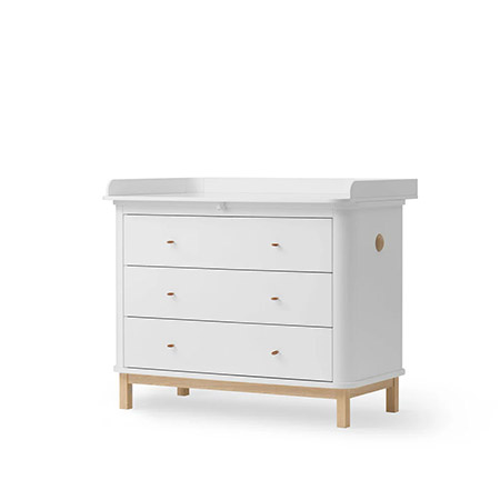 OLIVER FURNITURE WOOD Komoda dziecięca z trzema szufladami i przewijakiem, white/oak