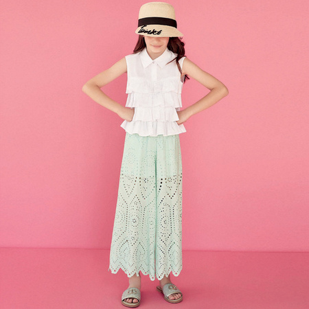 TWINSET Elegancka bluzka dziewczęca bez rękawów z falbankami