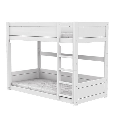 LIFETIME Kidsrooms Низьке двоярусне ліжко з драбиною 90x200 см, біле