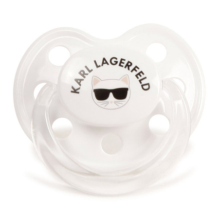 KARL LAGERFELD Kids Smoczek niemowlęcy biały z aplikacją kotka