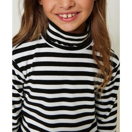 TWINSET Golf dziewczęcy w czarno-białe paski