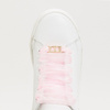 TWINSET Sneakersy dziecięce dla dziewczynki skórzane białe z różową tiulową sznurówką