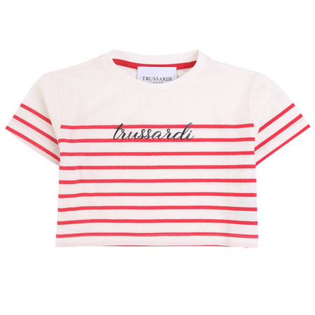 TRUSSARDI Girls short sleeve white and red t-shirt 