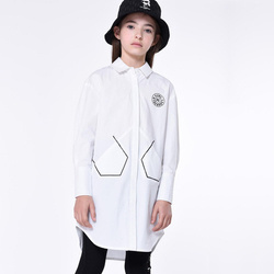 KARL LAGERFELD KIDS Біле плаття-сорочка для дівчинки