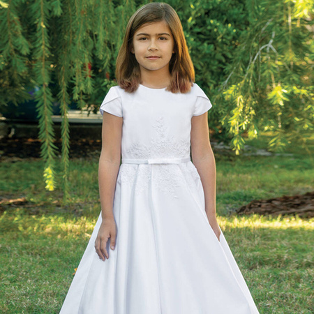 SARAH LOUISE Girls satin ceremonial dress in white