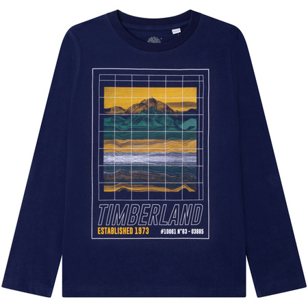 TIMBERLAND T-shirt chłopięcy z długim rękawem granatowy z logo